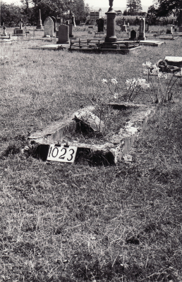 Historic picture of Makaraka cemetery, block MKF, plot 1023.