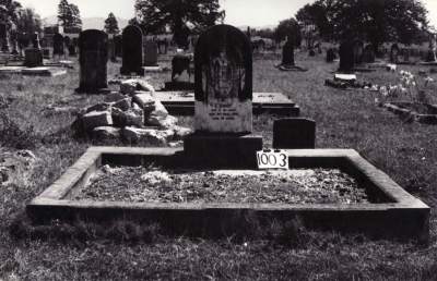 Historic picture of Makaraka cemetery, block MKF, plot 999.