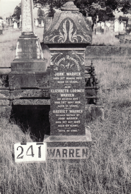 Historic picture of Makaraka cemetery, block MKH, plot 241.